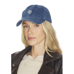 NEW ANINE BING Jeremy Baseball Cap ABClean Indigo Darm Blue Denim Logo